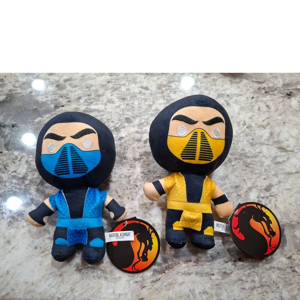 Mortal Kombat Plush Sub-Zero & Scorpion Lot  8" New